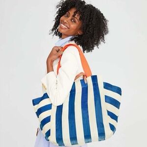 Clare V Striped Mesh Beach Tote